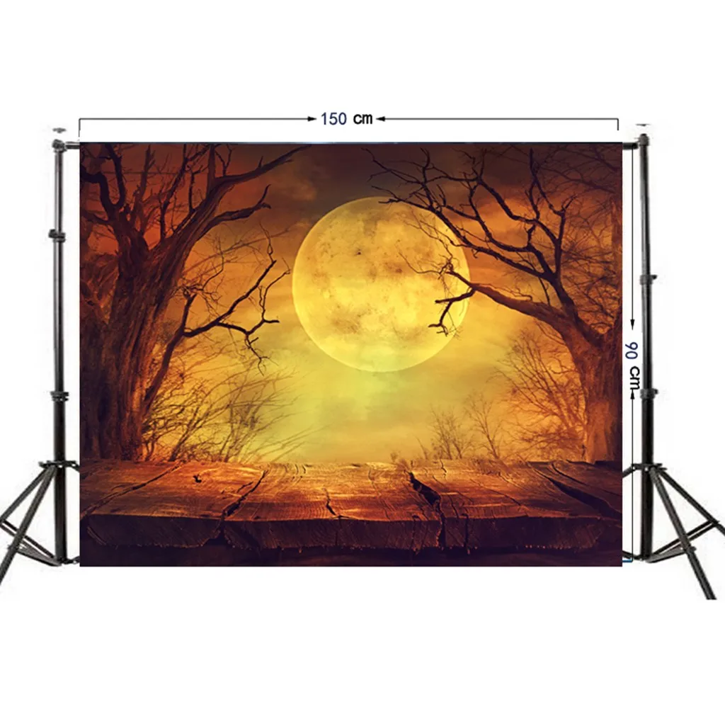 Фотофон замок Хэллоуин фон для фотосъемки Ночная ведьма вороны Тыква Луна