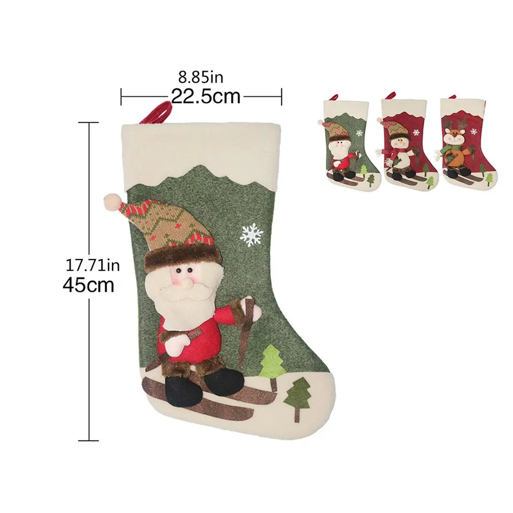 

New Santa Stocking Sock Candy Bags Christmas Tree Ornaments Pendants Gift Bag For Children Fireplace Hanging Decor Party Supply