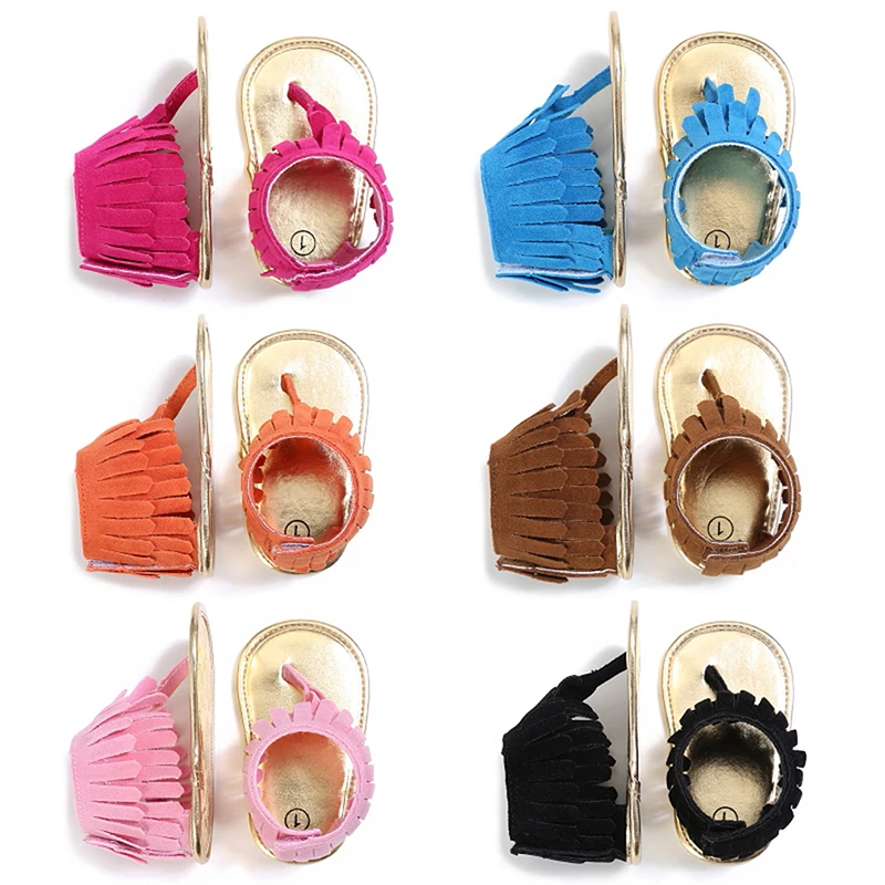 

0-18M Baby Girls Toddler Newborn Girl Baby Shoes Tassel Summer Shoes Anti-slip Flip Flop Newborn Prewalker