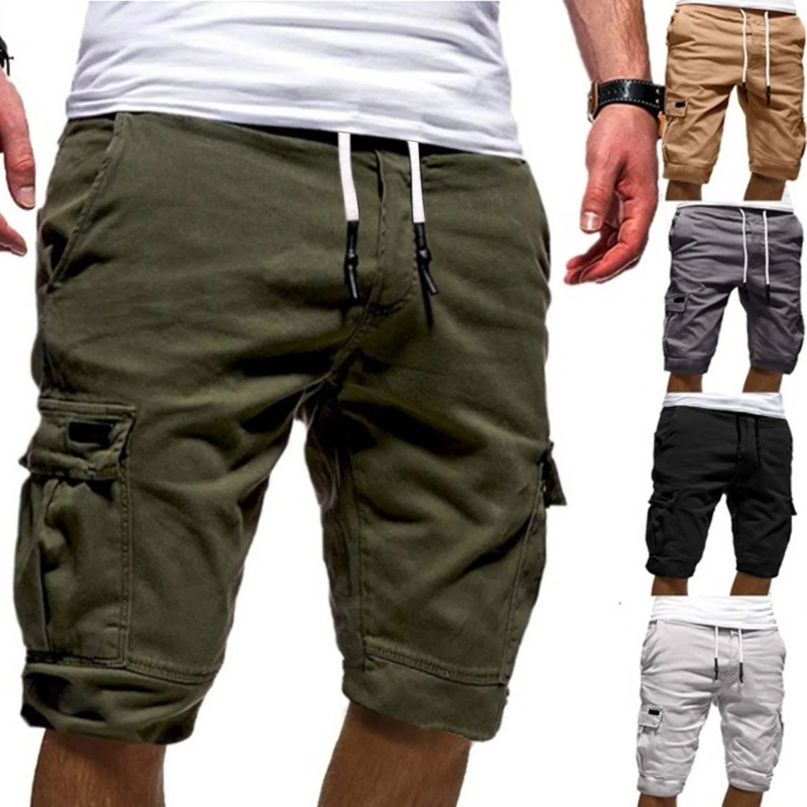 

Men's Summer Casual Plus Size Multi Pocket Tooling Sports Shorts Five Point Pant Thin Outer Wear Beach Boys Trendy Slacks
