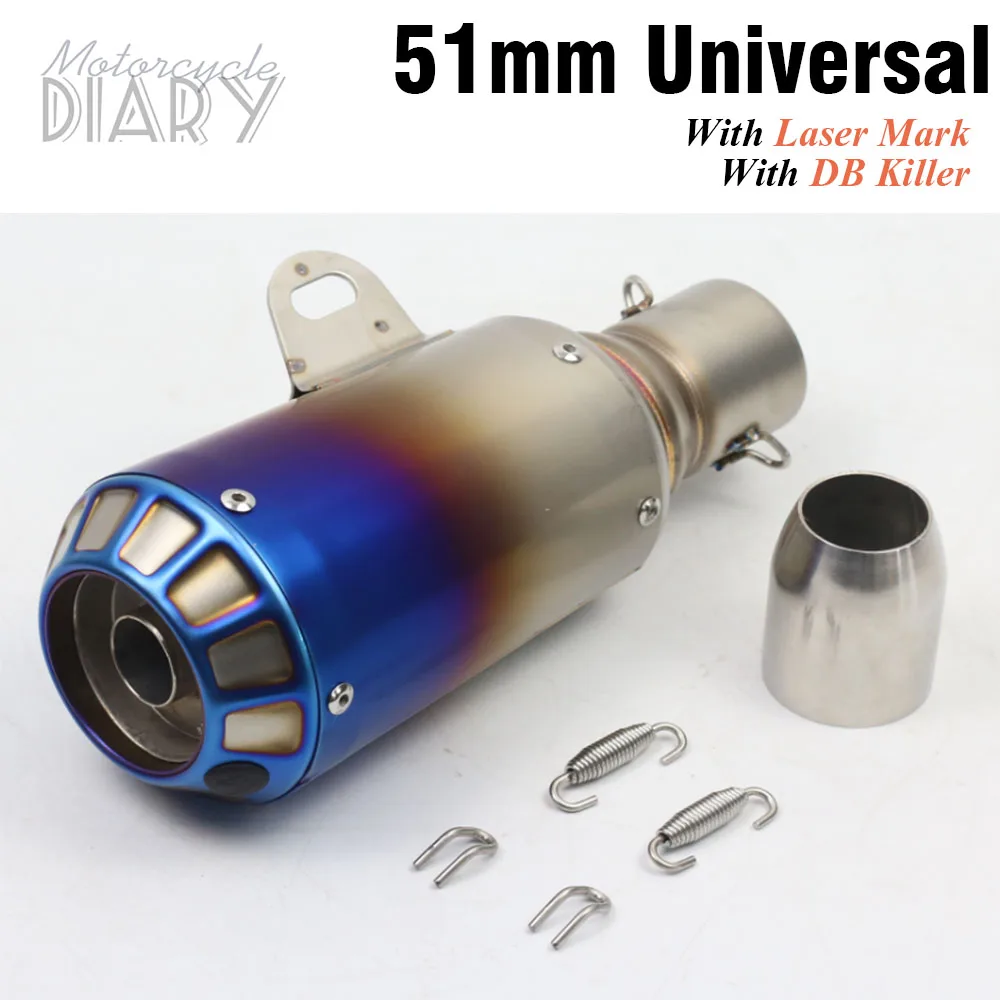 51mm Universal Motorcycle Exhaust Pipe Escape Laser Mark Moto DB Killer Motorcross Muffler Modified For YZF CBR1000 RR X-MAX 300 |