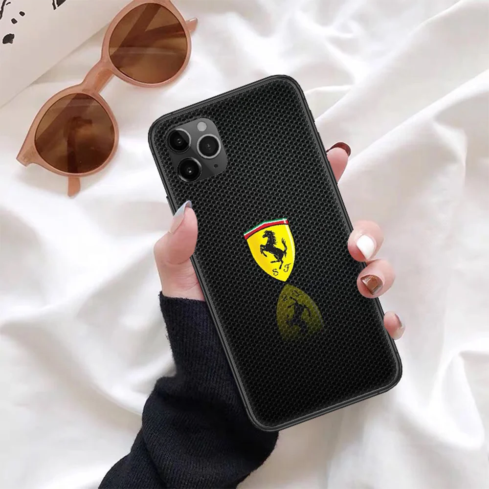 

sports car Ferrarie Phone Case For Iphone 4 4s 5 5S SE 5C 6 6S 7 8 Plus X XS XR 11 12 Mini Pro Max 2020 black Shell Fashion