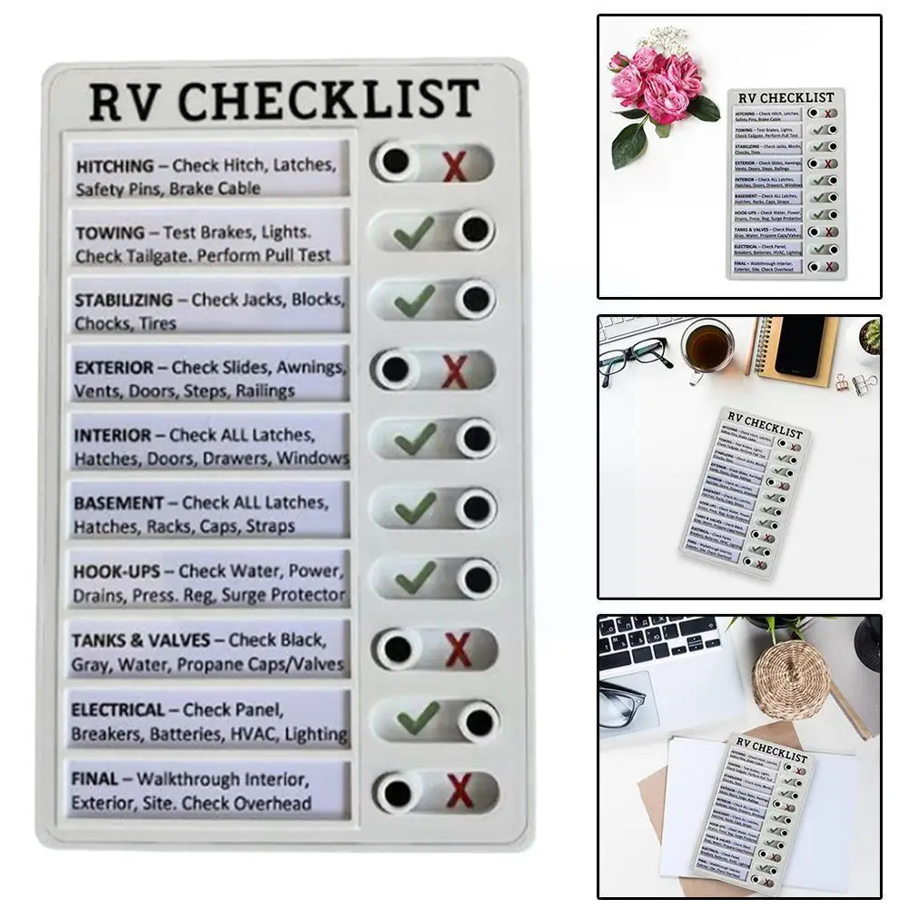 

Portable RV Checklist Note Board Removable Reusable Camping Creative Notepad Checklist For Home RV Equipment Traveling L9D7