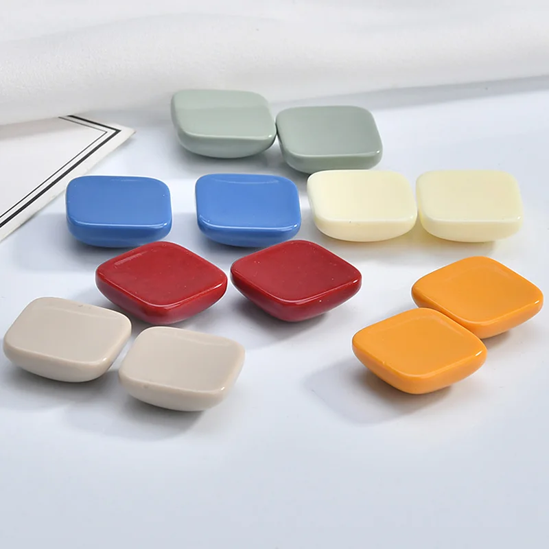 Ретро полупилюль смола квадратный сплошной цвет патч ушное кольцо для ногтей
