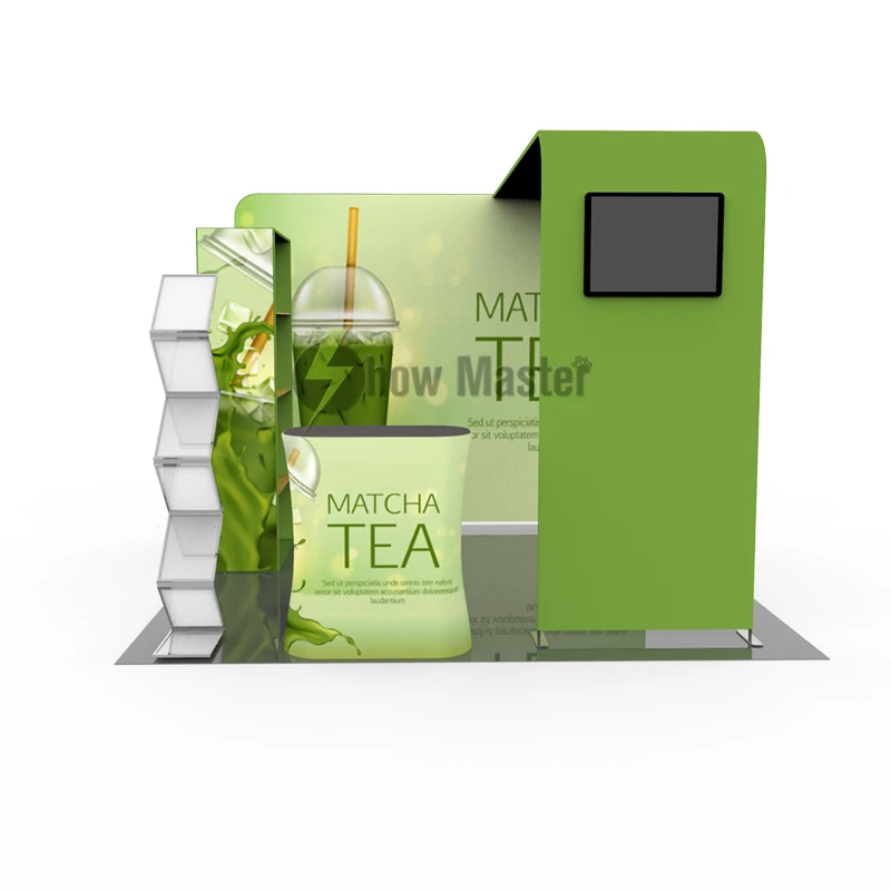 Горячая распродажа 10x10 футов выставочный стенд портативный 3*3 м дисплей с полками