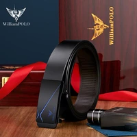 williampolo new leather belt automatic buckle toothless automatic buckle leather business casual fashion belts