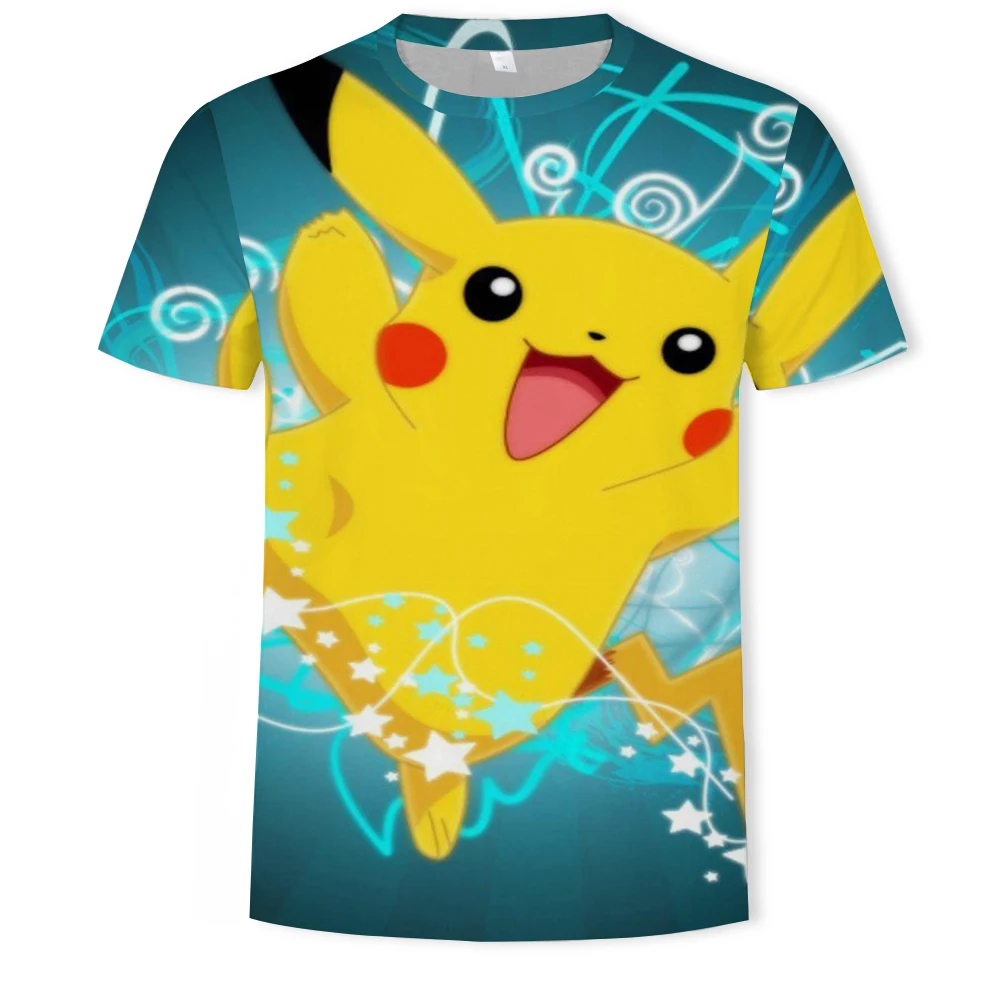 

Japanese anime Pikachu summer men's and women's T-shirts cute streetwear Harajuku 3D printing personality O-neck short sleeves