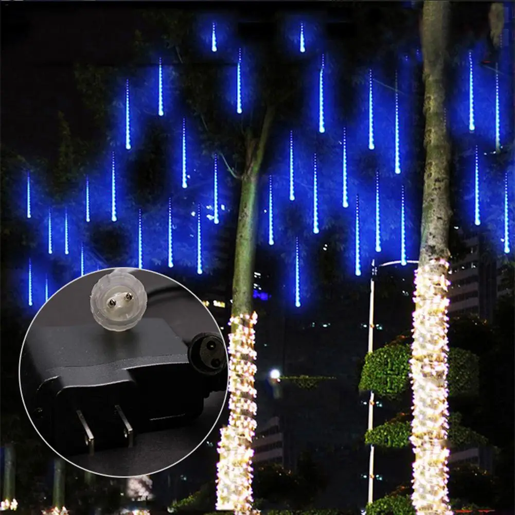 192LED US RGB Blue 30 см напольный Метеоритный Дождь 8 трубок RGB 192LED светильник s водонепроницаемый садовый светильник для украшения рождества, свадьбы - Испускаемый цвет: 192LED US RGB Blue