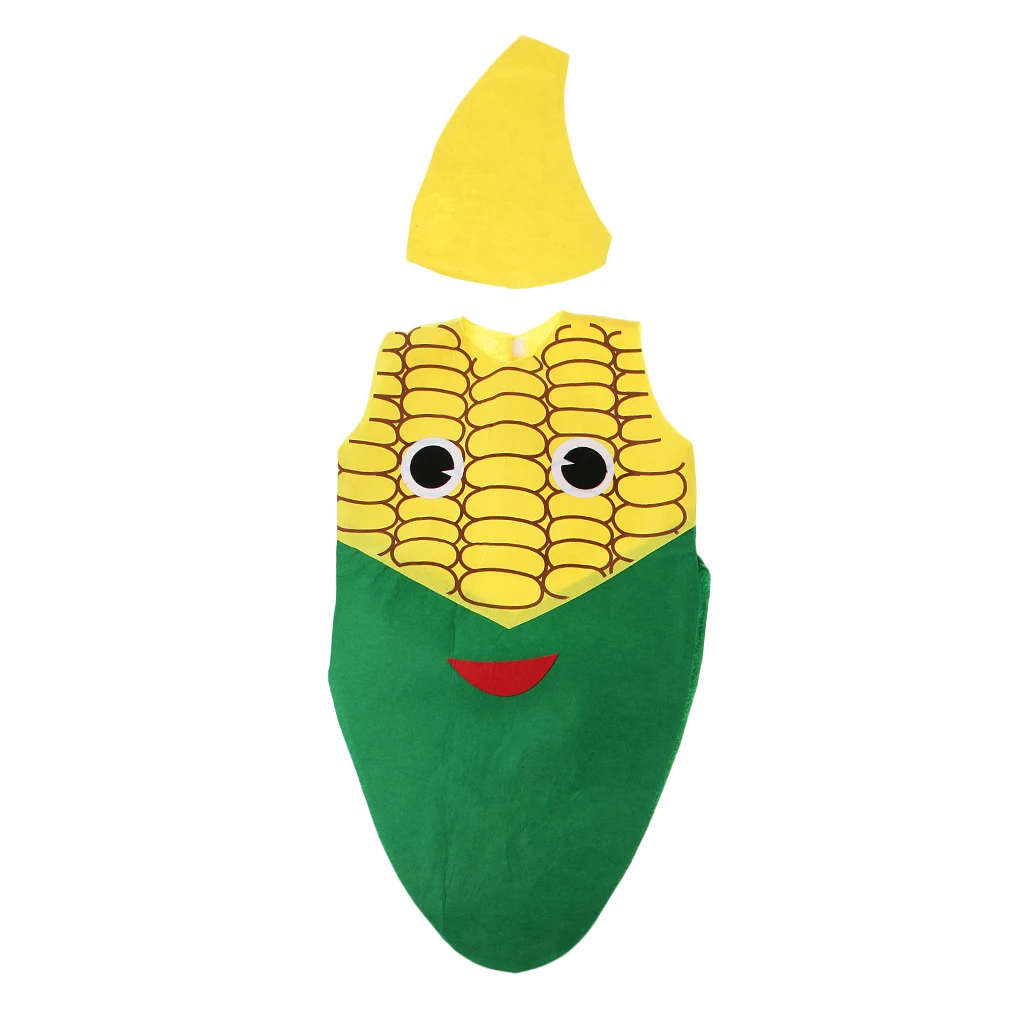 Kids Fabric Corn Costume Non-woven Vegetable Outfit Cartoon Party Fancy Dress 84*46 cm |