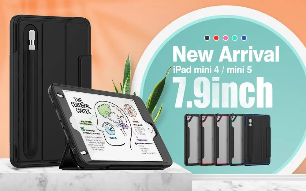 

For iPad Mini4 Mini5 2019 Case Shockproof PU Leather Flip Smart Tablet Case For ipad mini4 mini5 7.9 inch Cover