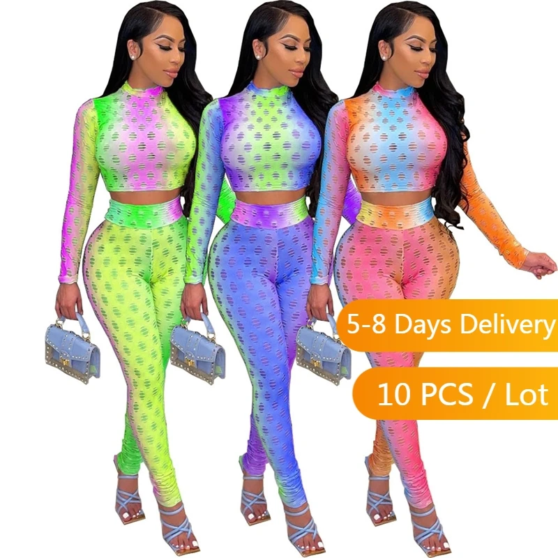 

Оптовая продажа товаров, соблазнительные подходящие комплекты женской одежды, Осенний облегающий комплект из двух предметов, короткий топ с длинным рукавом и брюки