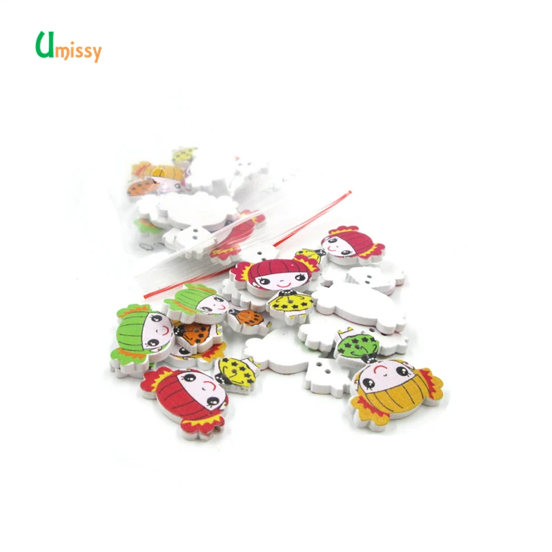 20 шт. милые деревянные пуговицы для девочек декоративные рукоделия цветные Botones