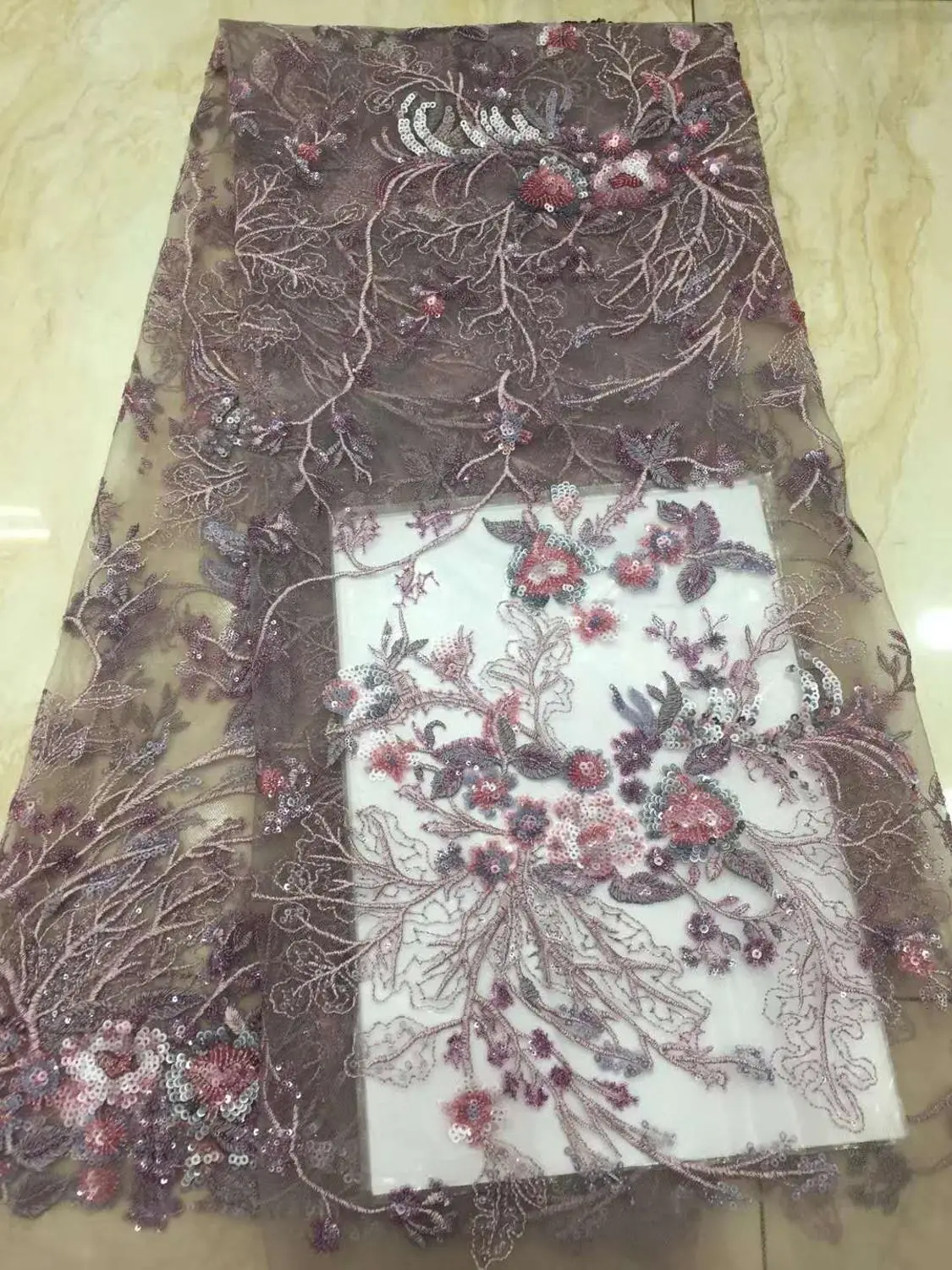 

Exquisite sequin embroidery fabric tulle French mesh lace new African sequin fabric Nigeria evening dress ladies clothing fabric