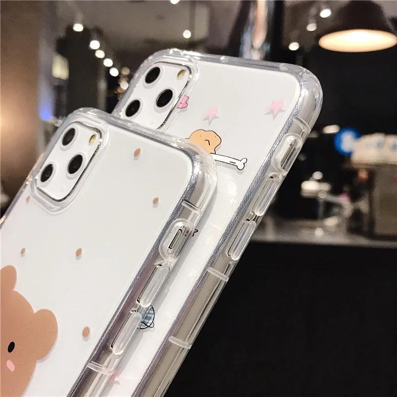 Korean Cartoon Naughty Bear Transparent Airbag Phone Case For iPhone 11 Pro X XS Max XR 8 7 6 6s Plus Soft TPU Clear Cover |