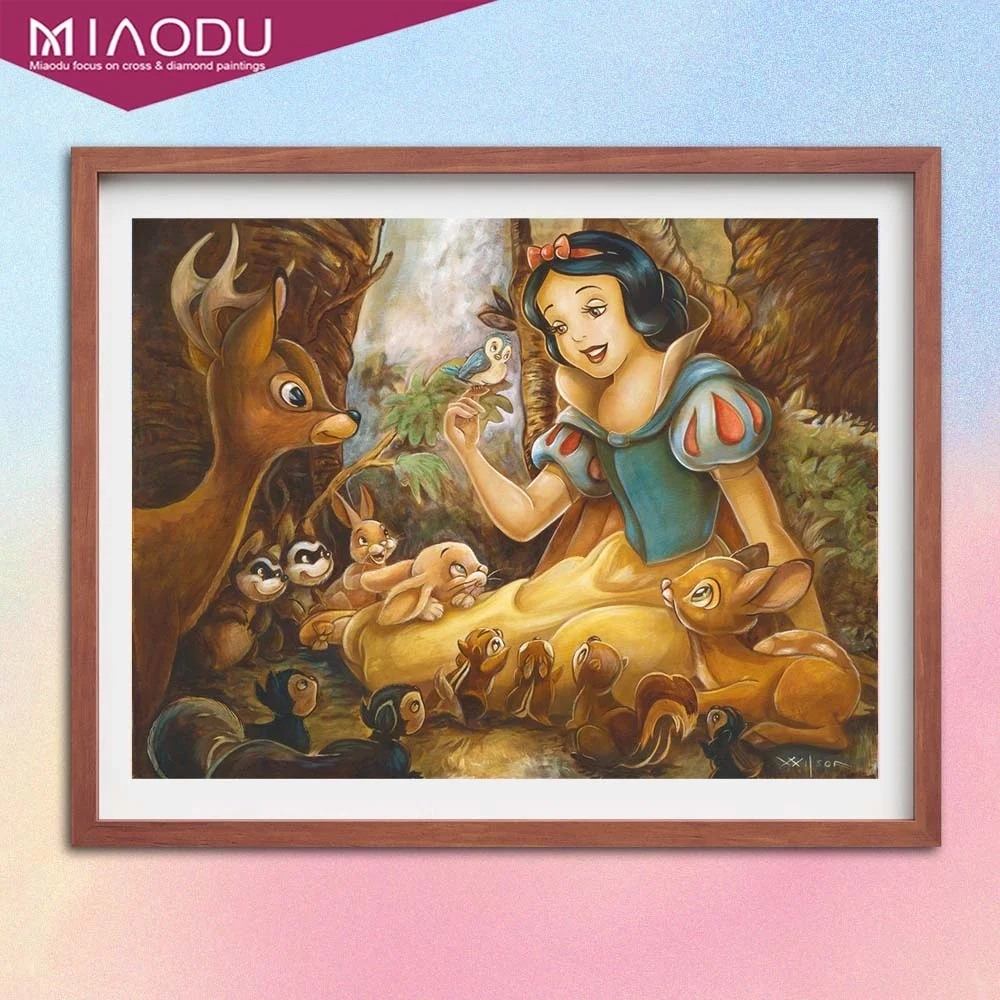 

Disney Cartoon Snow White Princess And The Animals 5D Diamond Painting Cross Stitch Kits Embroidery Mosaic Home Decor Gifts