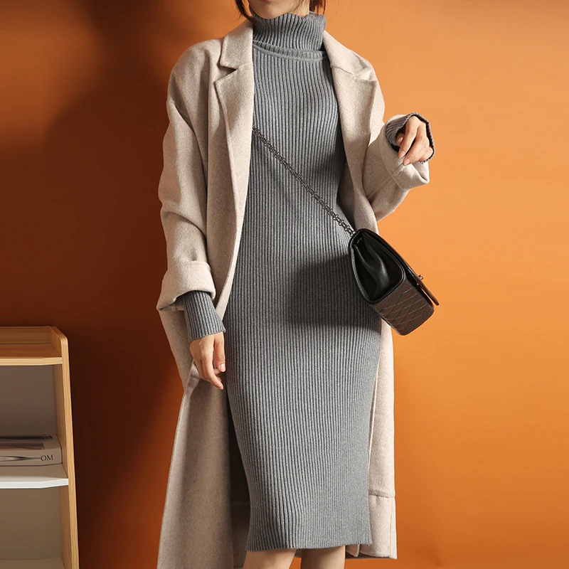 Осенне-зимние модели 2019 свободный свитер с высоким воротником и длинными