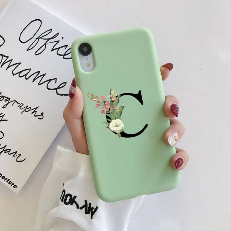 

Letter Monogram Phone Case Original For iphone 11 Pro Max X XS Max XR Solid Candy Color Shell For iPhone 7 8 6 6S Plus