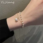 Браслеты Женские двухслойные с жемчугом, простые ювелирные украшения из золотистого жемчуга в Корейском стиле, изящные украшения, 1-2 штуки