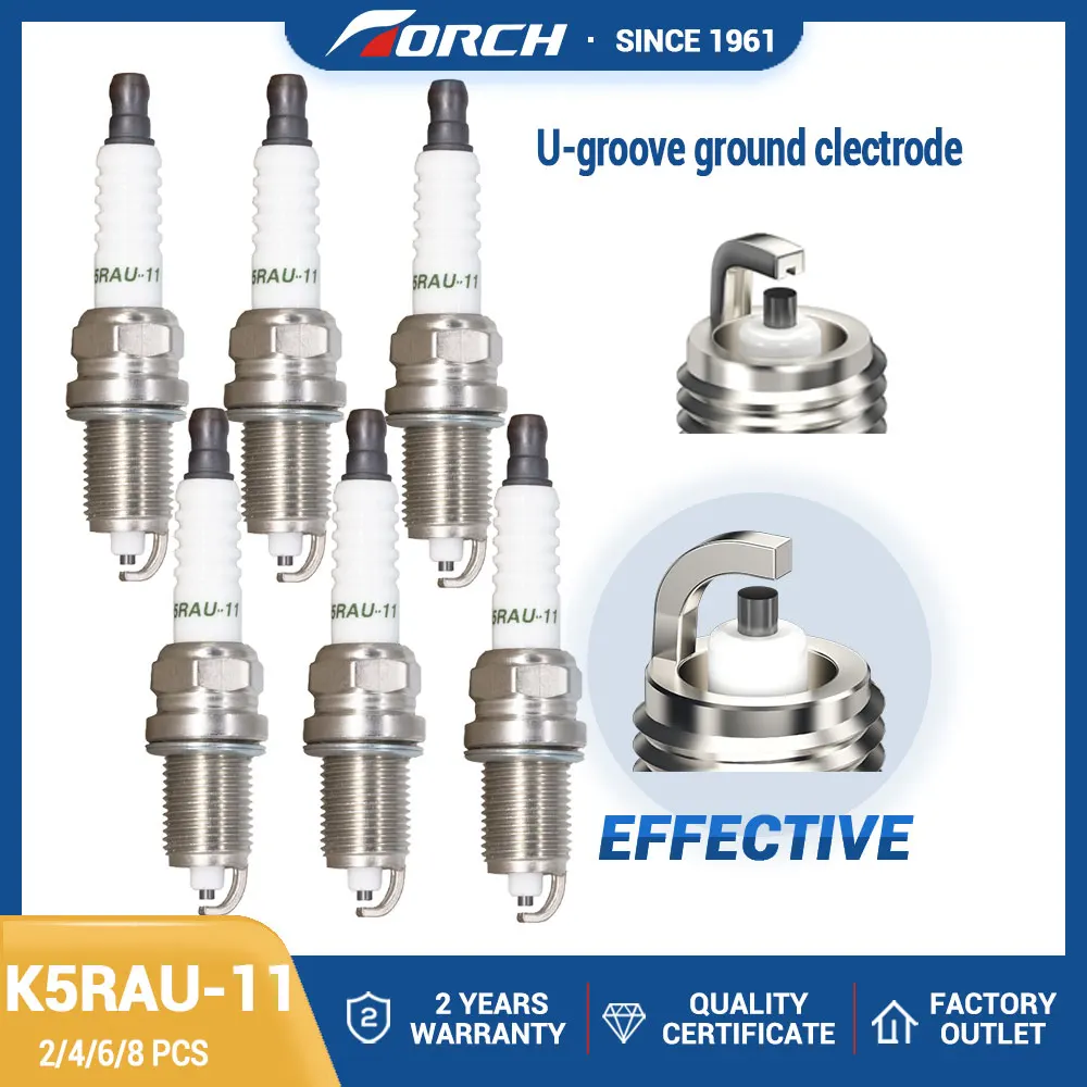 

(Pack of 2-8) Car Candles Power TORCH Spark Plugs K5RAU-11 for OPEL for MAZDA for SKODA U-groove Ground Clectrode