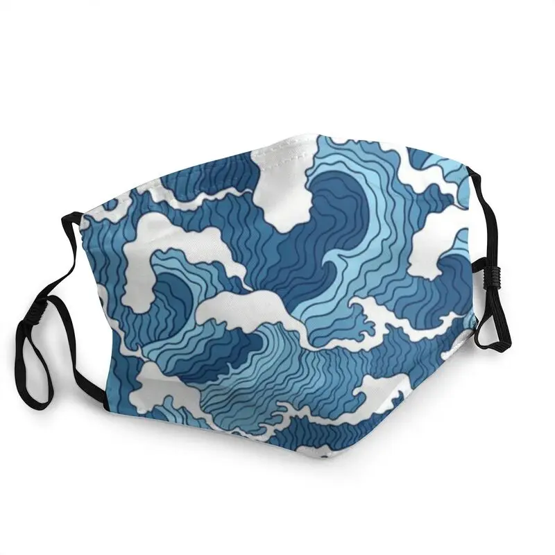 

Большая волна канагава узор маска для ухода за кожей лица, для взрослых, унисекс, океан Морская вода волны маска против дымки пыли защитный р...