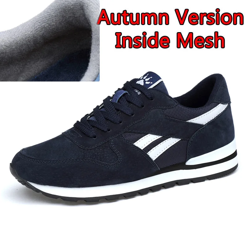 01 Autumn Blue FEVRAL Для мужчин, кроссовки из натуральной кожи Повседневная дышащая обувь Нескользящая прогулочная обувь светильник Вес резиновая подошва, на шнуровке - Цвет: 01 Autumn Blue