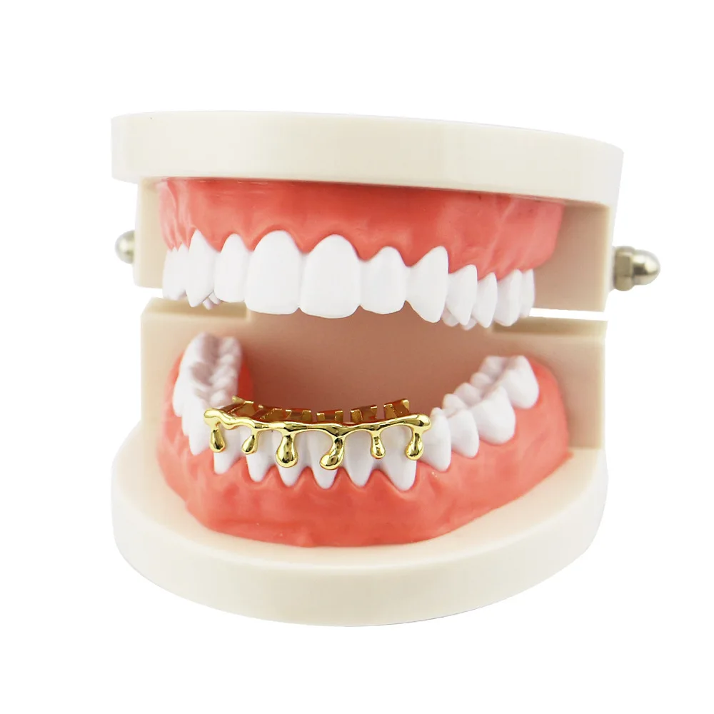 Коронка для зубов под заказ позолоченные колпачки капель в стиле хип-хоп Нижняя