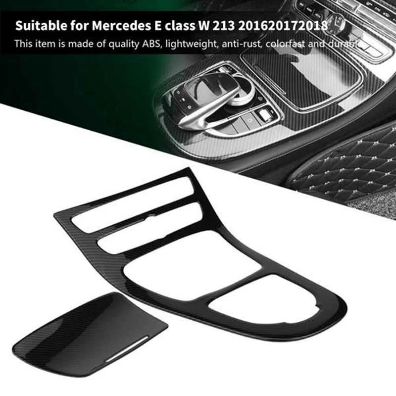 

Car Center Control Gear Shift Panel Decorative Trim Cover Carbon Fiber Color for Mercedes Benz E-Class W213 2015-2018
