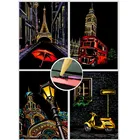 21*30 см Путешествия серии премиум Магическая живопись техникой соскабливания наборы искусства взрослый город ночная съемка скретч, детские игрушки для рисования