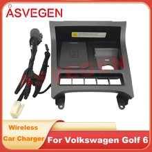 Car Wireless Phone Charger For Volkswagen Golf 6 Fast Charging Case Plate Central Console Storage Box Accessories