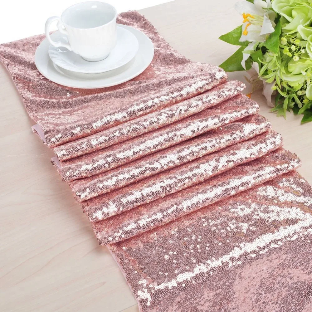 2pack Rose Gold Sequin Table Runner for birthday wedding Xmas New Year Festival party decoration