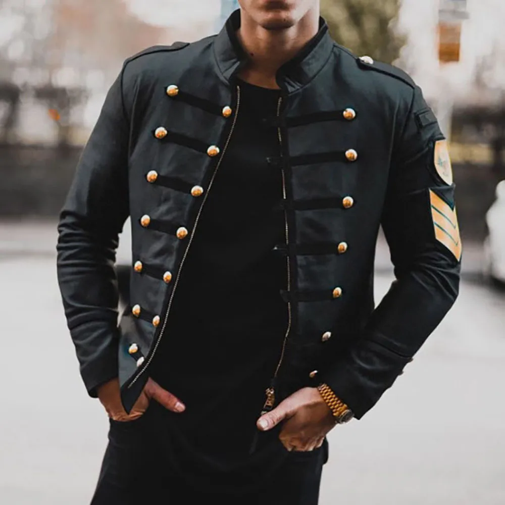 Мужская куртка из искусственной кожи осенняя черная короткая с длинным рукавом