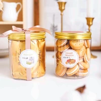 10pcs net red gold foil lid transparent plastic box biscuits snack cookies candy jar ice cream cup cake pastry dessert seal box