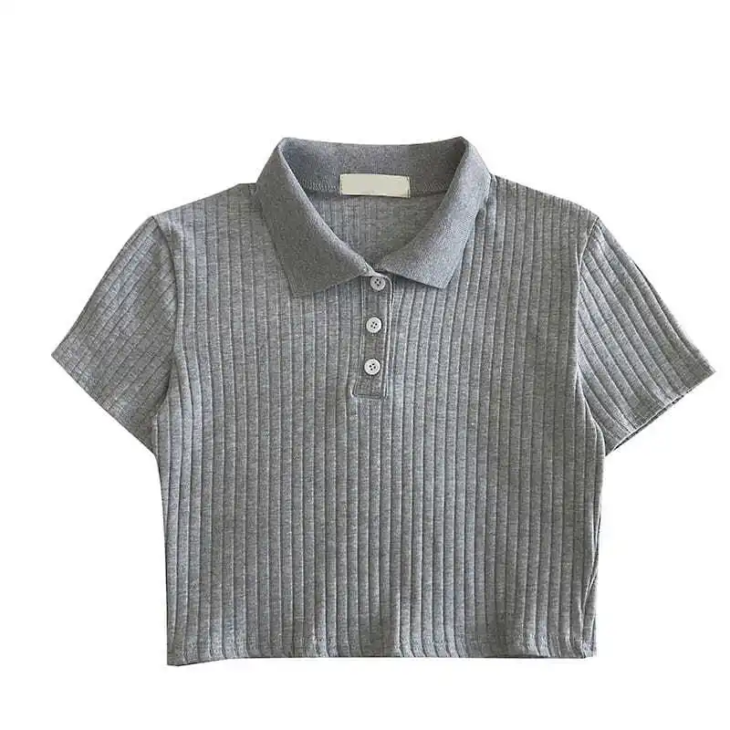 

Summer 2021 new Korean basic casual three button polo collar pit stripe short sleeve T-shirt