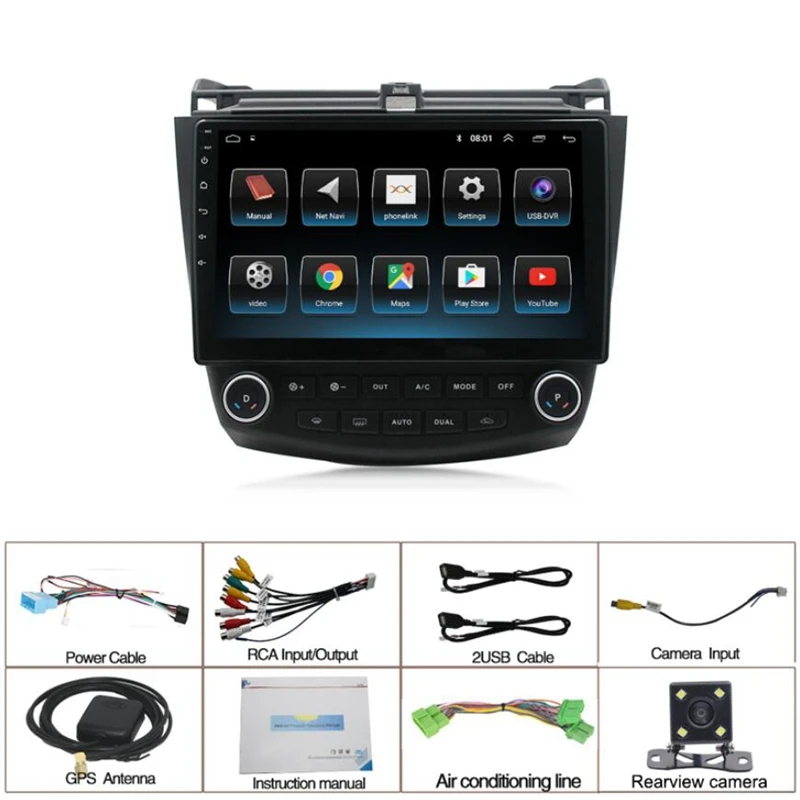 Для Honda Accord 2003-2007 10 1 дюймов Android 9 Bluetooth радио MP5 плеер GPS навигация с камерой заднего