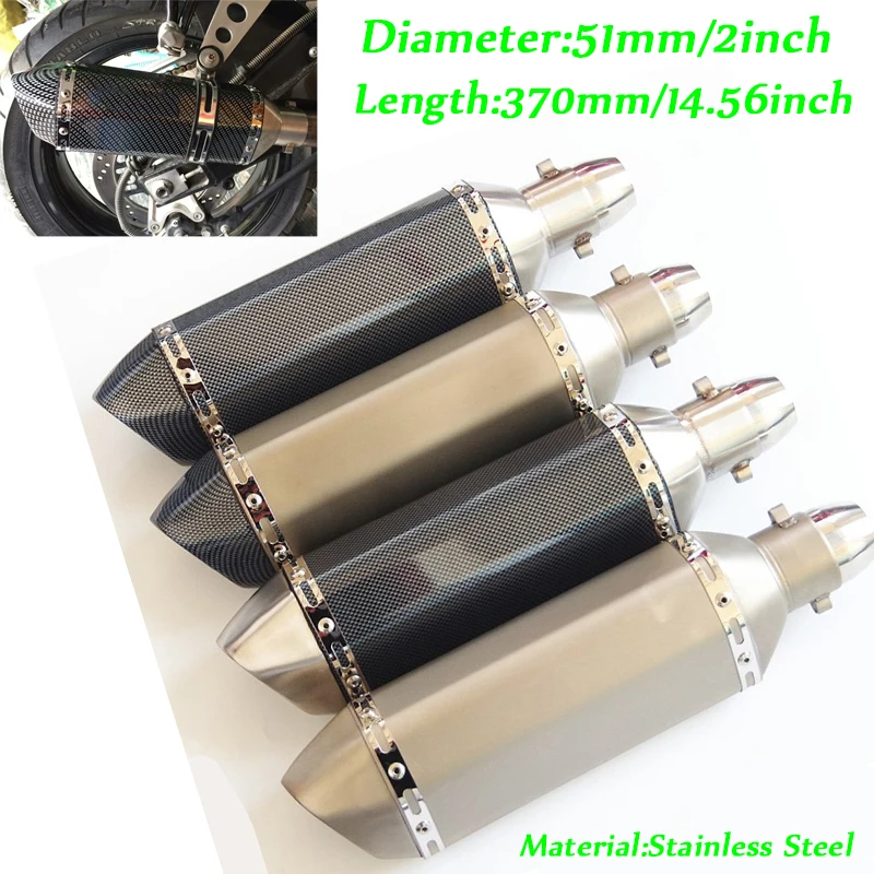 Universal Baffler Pipe System Silp On For 38-51mm Stainless Steel Vent Pipe Motorcycle Exhaust Muffle Pipe Detachable DB Killer