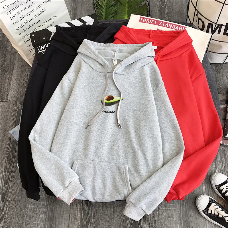 Fall Winter Female Sweatshirt Loose Plus Size Women's Streetwear Green Print Plus Fleece Hooded Jacket Casual Women Sweetshirts