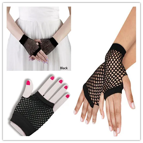 

1Pair Punk Goth Lace Fingerless Mesh Fishnet Gloves Without Fingers Lady Disco Dance Costume Women Summer Net Gloves