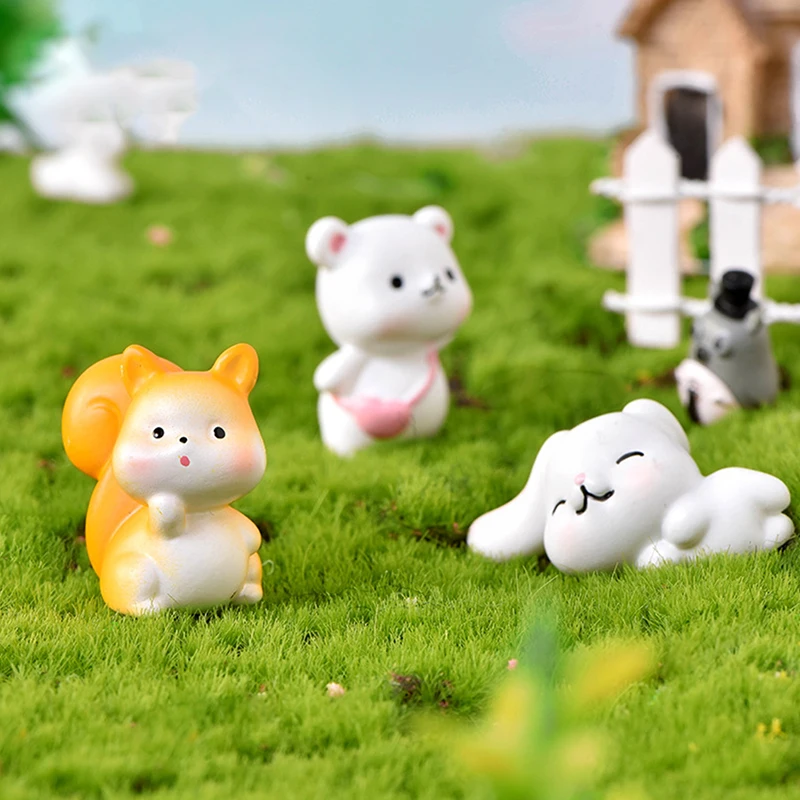 

5pcs Bear squirrel dinosaur DIY Micro Landscape miniature figurines Crafts Cartoon Cute Little Animal