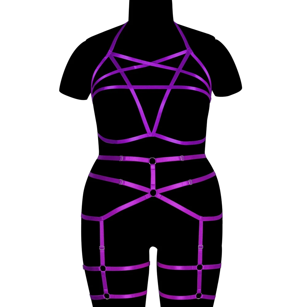

Women's Underwear Bra Plus Size Punk Body Leg Strap Goth Chest Stocking Garter Belt Set Sexy Lingerie Gothic Harness Bondage