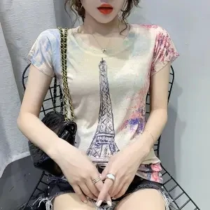 

Age-reducing T-shirt women's short sleeve 2021 new summer new creative printed jacket bottoming shirt shirt