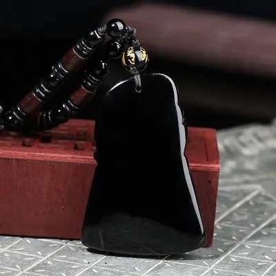 Модный обсидиановый кулон Гуань Гонг с дагао Юй нефритовый ожерелье + подарок на