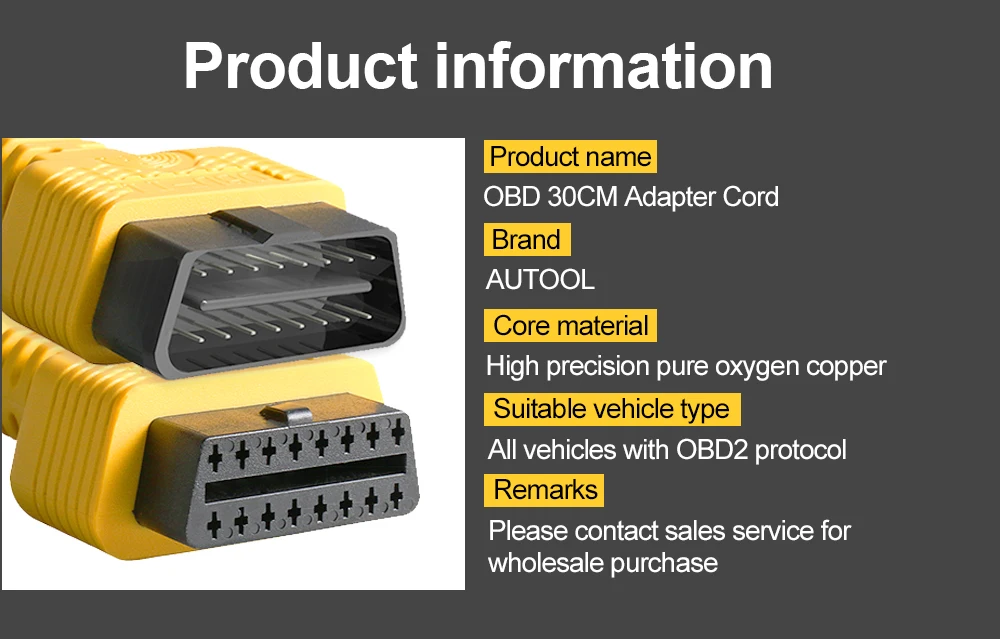 AUTOOL Авто OBD 2 Диагностический Кабель-адаптер автомобильный OBD2 II ELM327 Удлинительный разъем сканер 16Pin Мужской к женскому Удлинительный провод 30 см