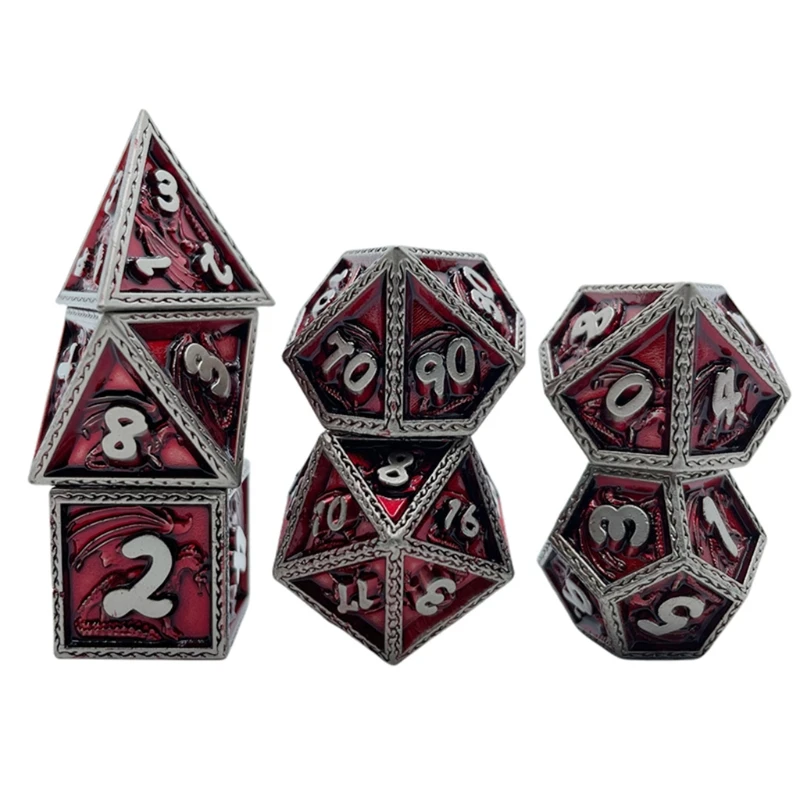 

7Pcs Metal Dice Multifaceted Dice Different Sizes Digital Number Dice with Box For Kid Educational Toys DIY Board Games