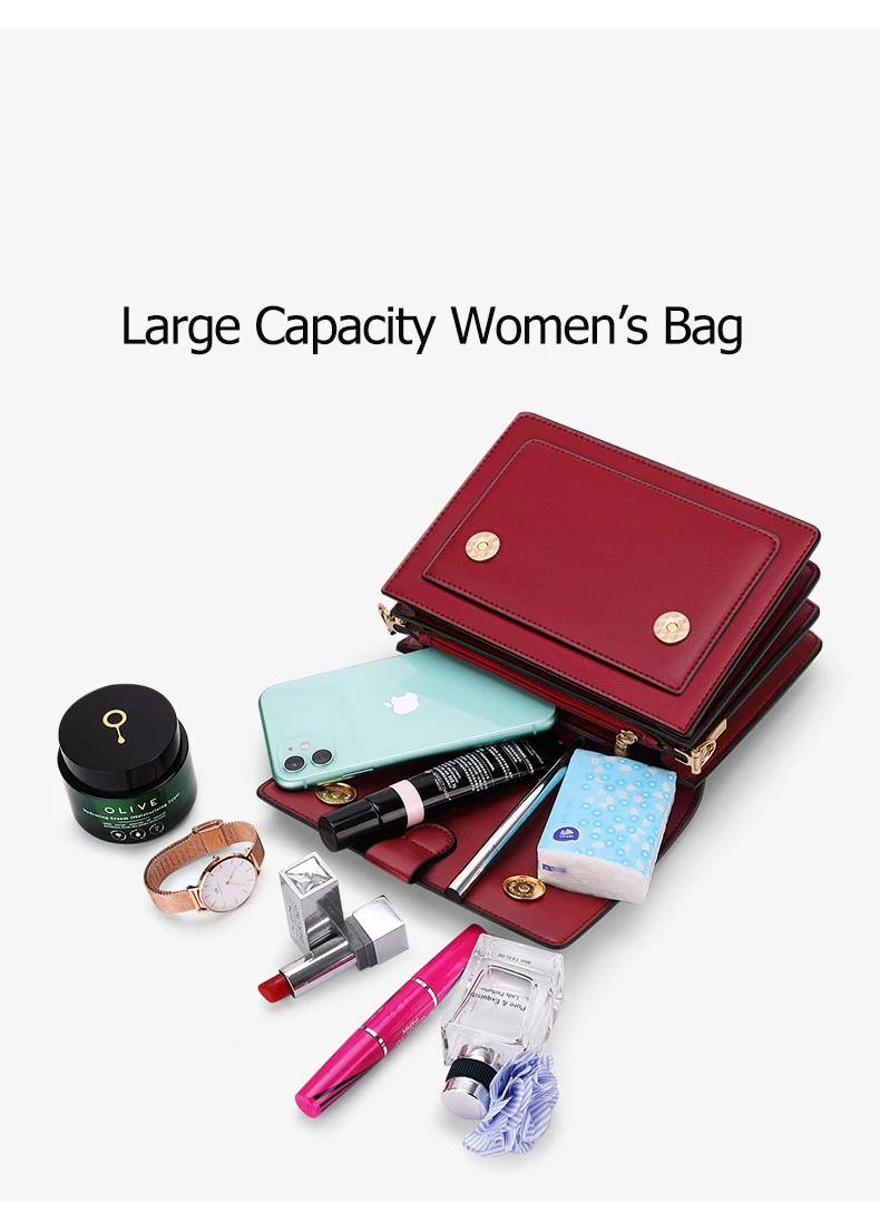 

Williampolo women's shoulder bag flip bag solid color multi-functional large capacity zipper armpit sling pure leather handbag