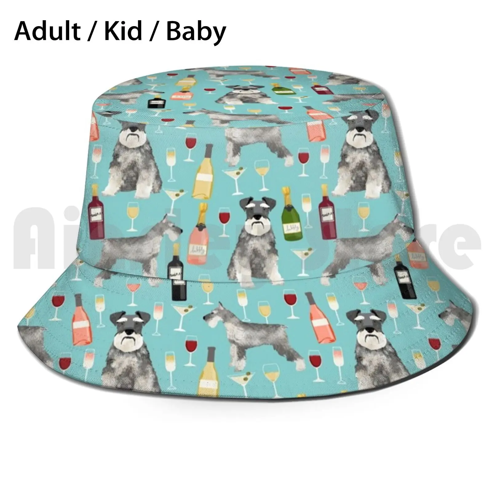 

Schnauzer Dog Breed Wine Champagne Cocktails Cute Gifts For Dog Lover Sun Hat Foldable UV Protection Schnauzer Dog