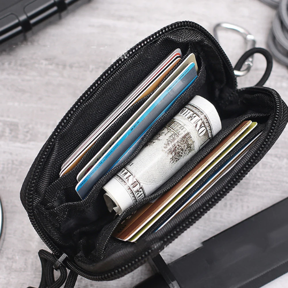 

2021 New Waterproof Mini Nylon Wallet Coin Pouch Card Keys Holder Money Pack For Outdoor Travel (Black)