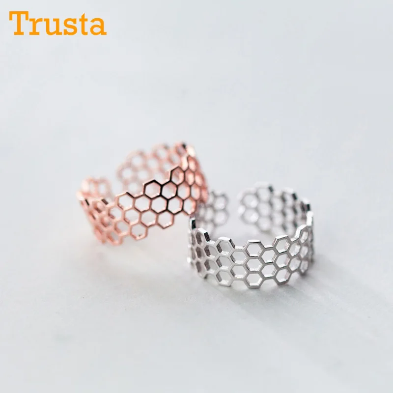 Trusta,, 925, цельное Настоящее серебро, модное, 8 мм, ширина, многоугольное кольцо, размер 5, 6, 7, прекрасный подарок для девочек, детей, леди, DS916