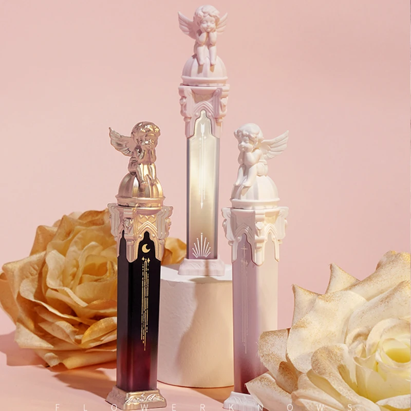 Светлая Глянцевая губная помада с пером ангела в цветочек светильник Кая