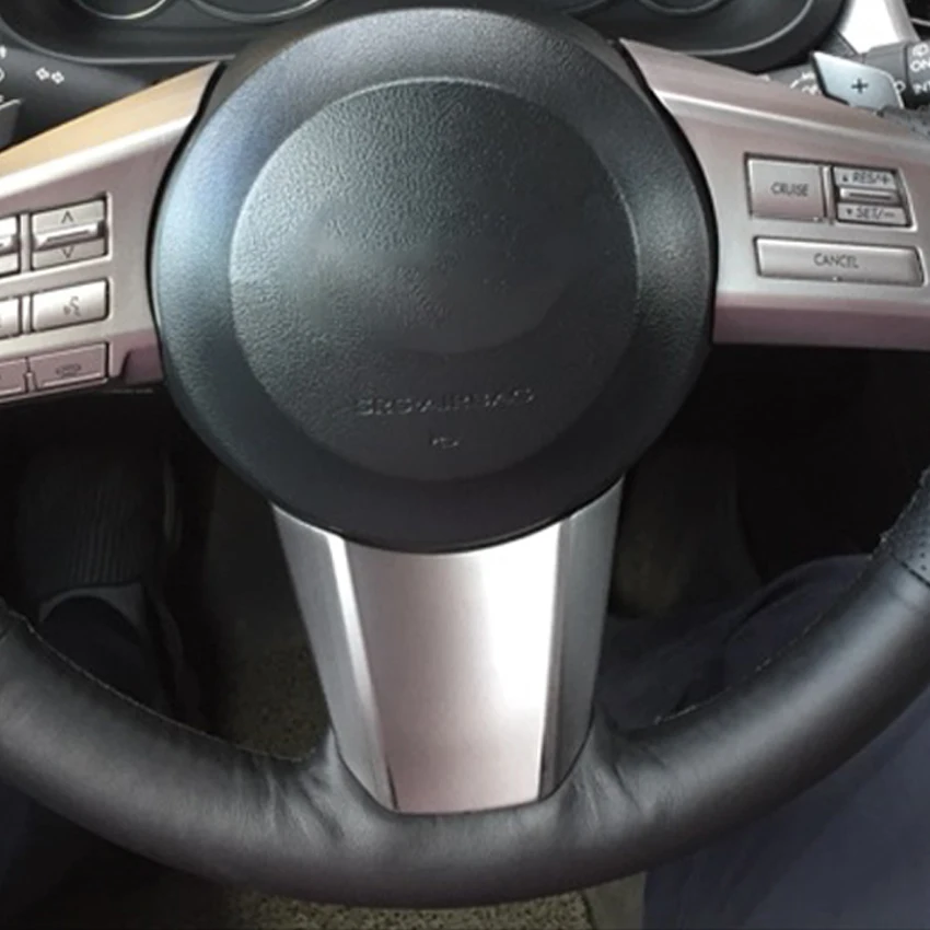 

LQTENLEO Black Artificial Leather Hand-stitched Car Steering Wheel Cover For Subaru Outback 2010 2011 2012 Legacy 2009-2012