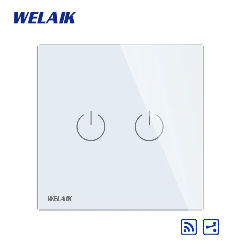 Welaik Кристалл Стекло Панель переключатель Белый настенный выключатель ЕС сенсорный выключатель Экран настенный выключатель света 2gang2way AC110~ 250 В a1924cw/b